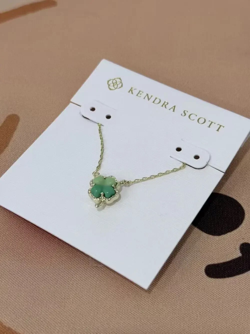 Kendra Scott Gold Green Clover Pendant Necklace